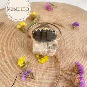 Brazalete de plata ecológica 925 y labradorita