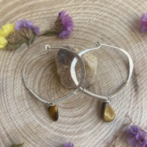 AROS DE PLATA 925 CON OJO DE TIGRE
