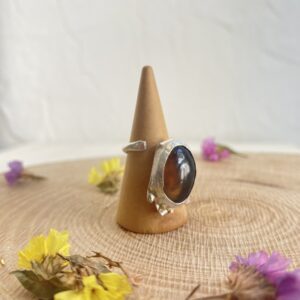 Anillo de plata ecológica 925 y cuarzo ahumado
