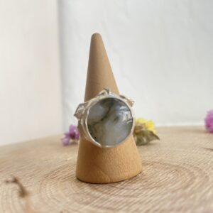 Anillo de plata 925 ecologica y ágata musgo