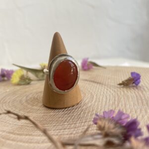 Anillo de plata ecológica 925 y ágata cornalina