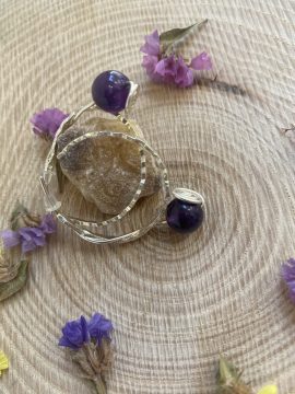Pendientes de aro con plata ecológica 925 y amatista