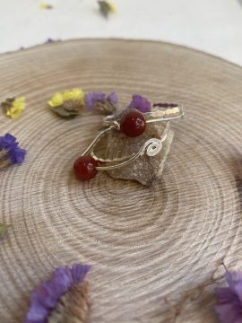 Aros de plata ecológica 925 con ágata cornalina