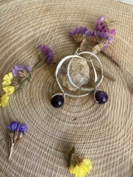 Aros de plata ecológica 952 con amatista